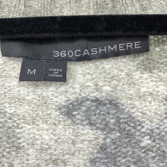 360 Cashmere Sweater Womens Size Medium Green Gray Camouflage Print V-Neck - Picture 5 of 6